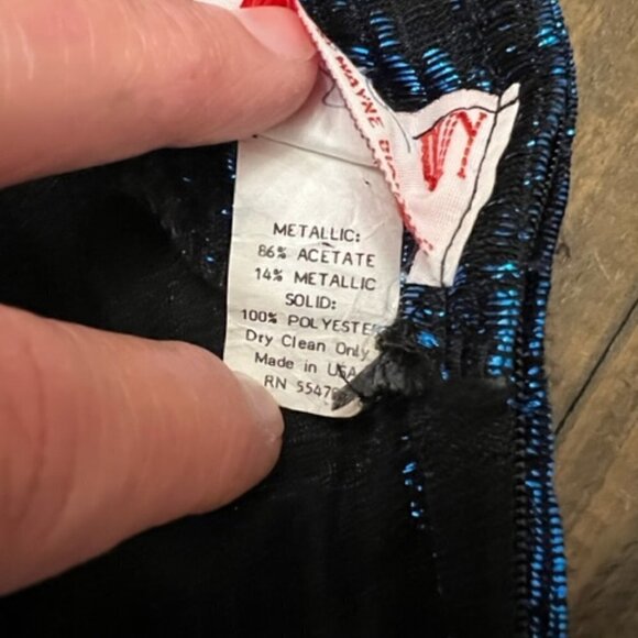 Vintage Diamond’s Run Black & Blue Metallic Lame Peplum Dress - Picture 7 of 7